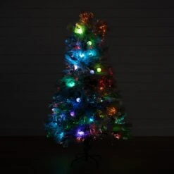 5' Flocked Pre-Lit Fiber Optic Artificial Pinecone Christmas Tree With 50 Colorful LED Lights -Artificial Trees Store artificial 5 flocked pre lit fiber optic artificial pinecone christmas tree with 50 colorful led lights nearly natural 191521