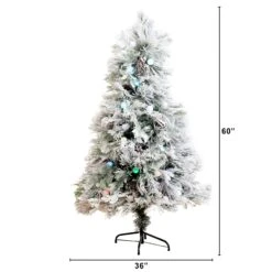 5' Flocked Pre-Lit Fiber Optic Artificial Pinecone Christmas Tree With 50 Colorful LED Lights -Artificial Trees Store artificial 5 flocked pre lit fiber optic artificial pinecone christmas tree with 50 colorful led lights nearly natural 207723