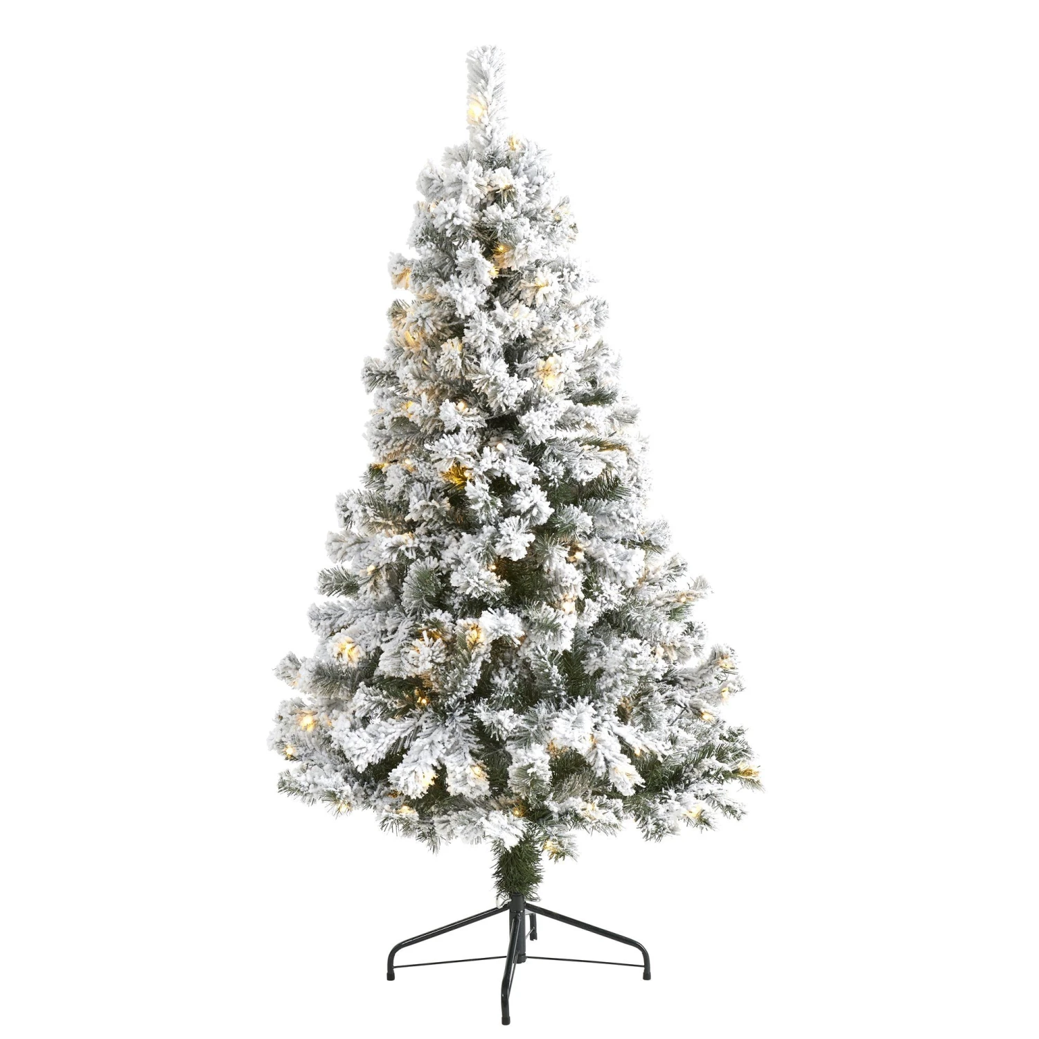 5' Flocked West Virginia Fir Artificial Christmas Tree With 150 LED Lights 1 5' Flocked West Virginia Fir Artificial Christmas Tree With 150 LED Lights