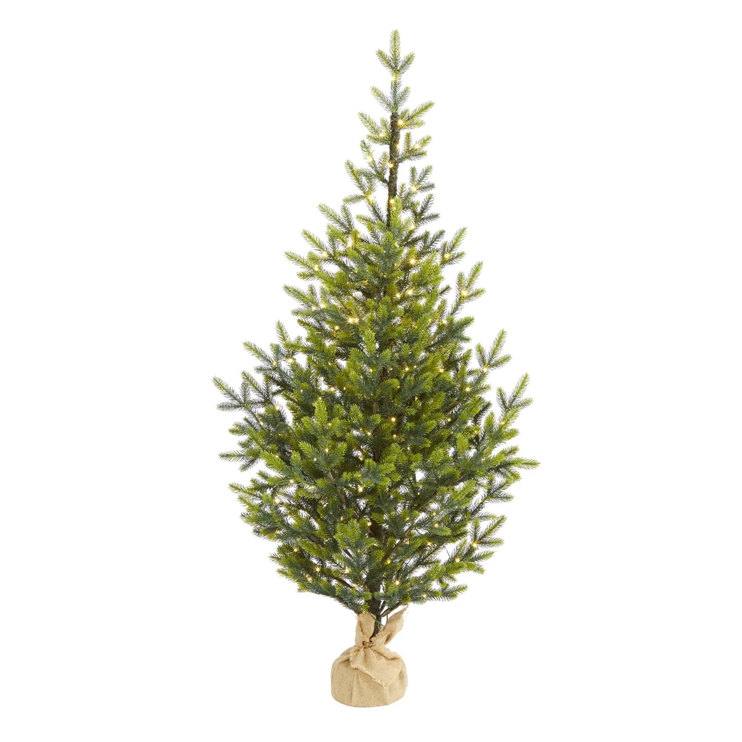 5’ Fraser Fir “Natural Look” Artificial Christmas Tree With 200 Clear LED Lights, A Burlap Base And 853 Bendable Branches 1 5’ Fraser Fir “Natural Look” Artificial Christmas Tree With 200 Clear LED Lights, A Burlap Base And 853 Bendable Branches