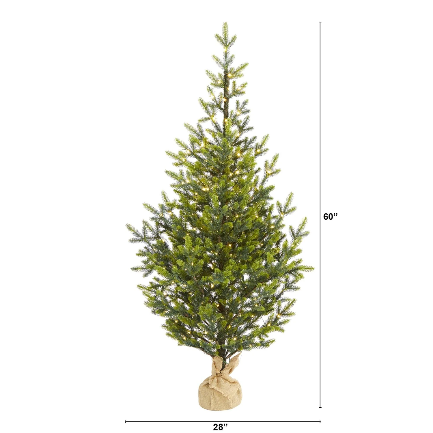 5’ Fraser Fir “Natural Look” Artificial Christmas Tree With 200 Clear LED Lights, A Burlap Base And 853 Bendable Branches 2 5’ Fraser Fir “Natural Look” Artificial Christmas Tree With 200 Clear LED Lights, A Burlap Base And 853 Bendable Branches - Image 2