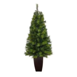 5’ Green Valley Pine Artificial Christmas Tree With 100 Warm White LED Lights And 201 Bendable Branches In Bronze Metal Planter 10 5’ Green Valley Pine Artificial Christmas Tree With 100 Warm White LED Lights And 201 Bendable Branches In Bronze Metal Planter -Artificial Trees Store artificial 5 green valley pine artificial christmas tree with 100 warm white led lights and 201 bendable branches in bronze metal planter nearly natural 604957