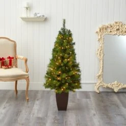 5’ Green Valley Pine Artificial Christmas Tree With 100 Warm White LED Lights And 201 Bendable Branches In Bronze Metal Planter 14 5’ Green Valley Pine Artificial Christmas Tree With 100 Warm White LED Lights And 201 Bendable Branches In Bronze Metal Planter -Artificial Trees Store artificial 5 green valley pine artificial christmas tree with 100 warm white led lights and 201 bendable branches in bronze metal planter nearly natural 690001