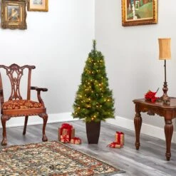 5’ Green Valley Pine Artificial Christmas Tree With 100 Warm White LED Lights And 201 Bendable Branches In Bronze Metal Planter 15 5’ Green Valley Pine Artificial Christmas Tree With 100 Warm White LED Lights And 201 Bendable Branches In Bronze Metal Planter -Artificial Trees Store artificial 5 green valley pine artificial christmas tree with 100 warm white led lights and 201 bendable branches in bronze metal planter nearly natural 812421