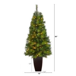 Artificial Trees Store -Artificial Trees Store artificial 5 green valley pine artificial christmas tree with 100 warm white led lights and 201 bendable branches in bronze metal planter nearly natural 823115