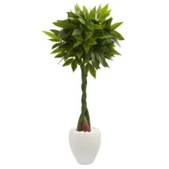 4.5’ Money Artificial Tree In White Oval Planter (Real Touch