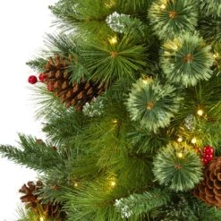 5’ Montana Mixed Pine Artificial Christmas Tree With Pine Cones, Berries And 250 Clear LED Lights -Artificial Trees Store artificial 5 montana mixed pine artificial christmas tree with pine cones berries and 250 clear led lights nearly natural 365819