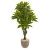 5’ Plumeria Artificial Tree In Decorative Planter (Indoor/Outdoor)