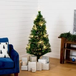 5' Pre-Lit Fiber Optic Artificial Christmas Tree With 146 Warm White LED Lights -Artificial Trees Store artificial 5 pre lit fiber optic artificial christmas tree with 146 warm white led lights nearly natural 107922