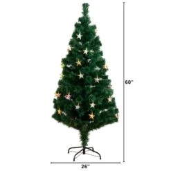 5' Pre-Lit Fiber Optic Artificial Christmas Tree With 60 Colorful Star-Shaped LED Lights -Artificial Trees Store artificial 5 pre lit fiber optic artificial christmas tree with 60 colorful star shaped led lights nearly natural 926606