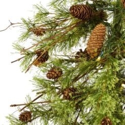 5' Wyoming Alpine Artificial Christmas Tree With 100 Clear (multifunction) LED Lights And Pine Cones On Natural Trunk -Artificial Trees Store artificial 5 wyoming alpine artificial christmas tree with 100 clear multifunction led lights and pine cones nearly natural 241606