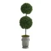 50” Boxwood Double Ball Artificial Topiary Tree In Vintage Metal Planter(Indoor/Outdoor)