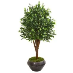 50” Eucalyptus Artificial Tree In Metal Bowl (Indoor/Outdoor)