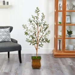 50” Olive Artificial Tree In Metal Planter 6 50” Olive Artificial Tree In Metal Planter -Artificial Trees Store artificial 50 olive artificial tree in metal planter nearly natural 214965