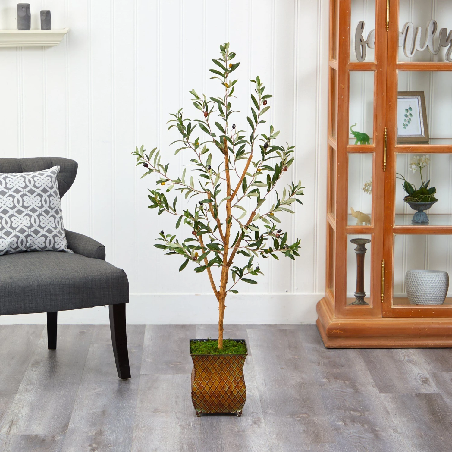 50” Olive Artificial Tree In Metal Planter 3 50” Olive Artificial Tree In Metal Planter - Image 3