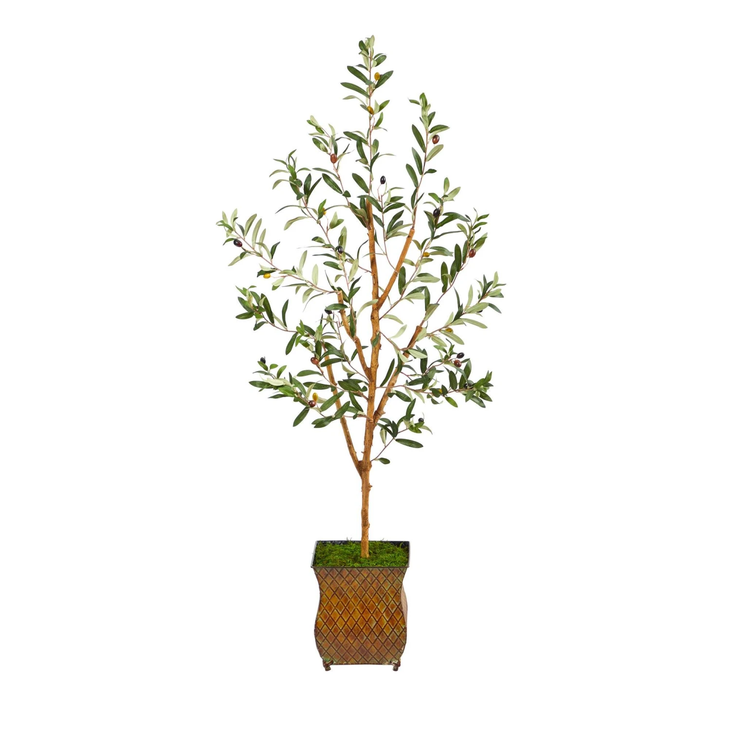 50” Olive Artificial Tree In Metal Planter 1 50” Olive Artificial Tree In Metal Planter