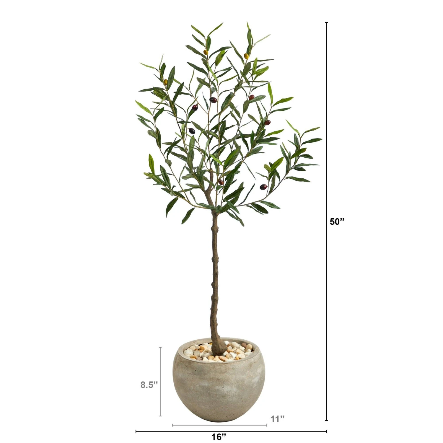 50” Olive Artificial Tree In Sand Colored Planter 2 50” Olive Artificial Tree In Sand Colored Planter - Image 2