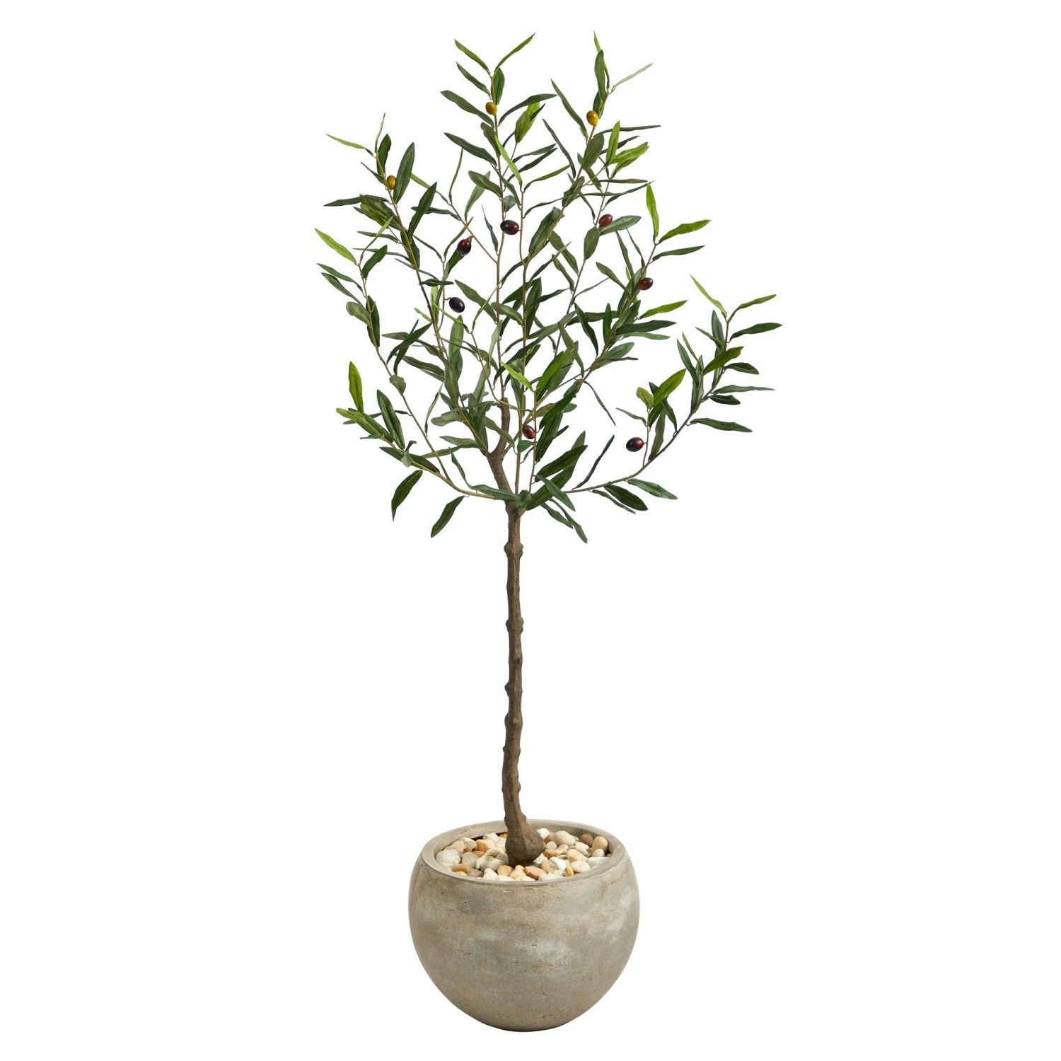 50” Olive Artificial Tree In Sand Colored Planter 1 50” Olive Artificial Tree In Sand Colored Planter