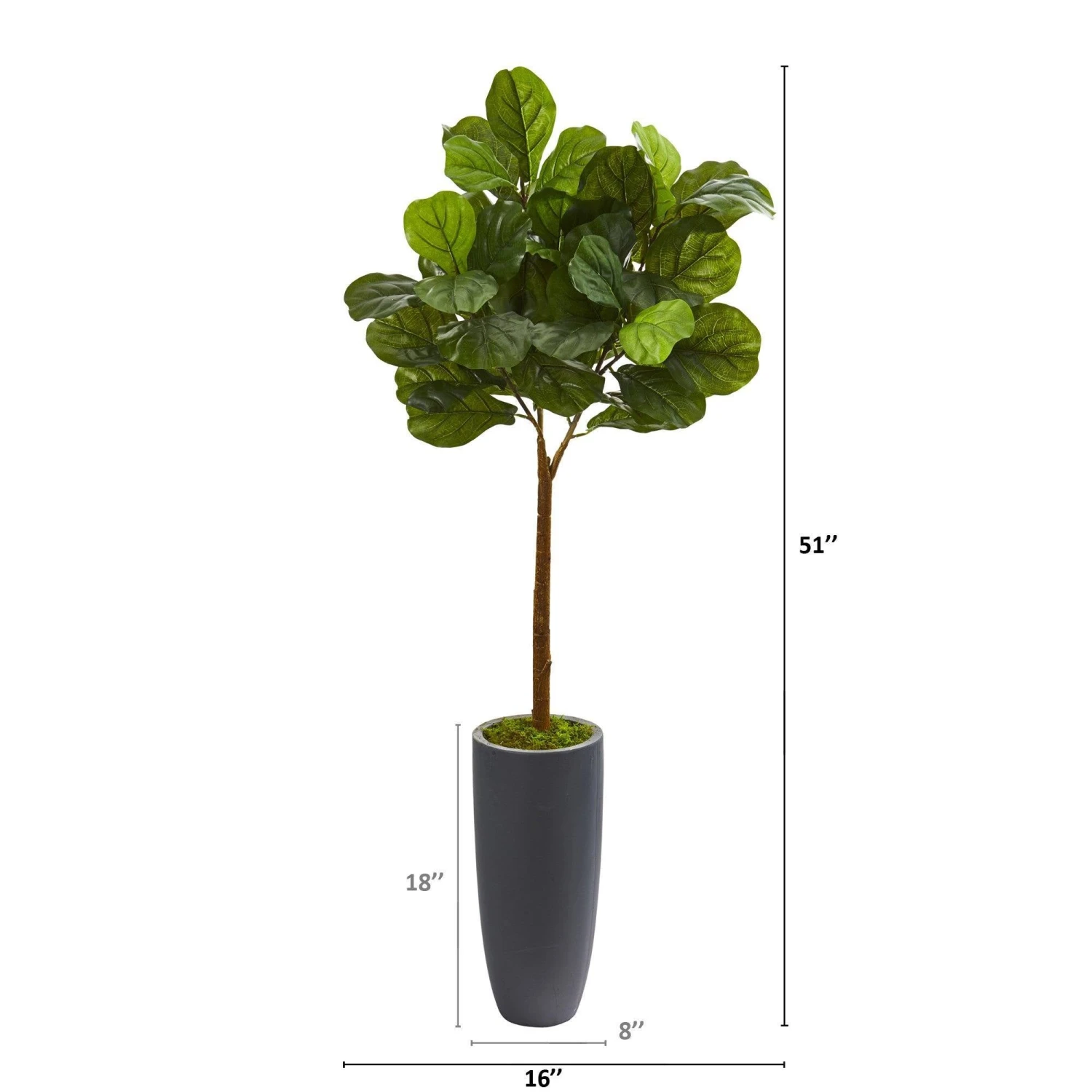 51” Fiddle Leaf Artificial Tree In Gray Planter (Real Touch) 2 51” Fiddle Leaf Artificial Tree In Gray Planter (Real Touch) - Image 2