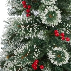 52” Frosted Swiss Pine Artificial Christmas Tree With 100 Clear LED Lights And Berries In Red Tower Planter 12 52” Frosted Swiss Pine Artificial Christmas Tree With 100 Clear LED Lights And Berries In Red Tower Planter -Artificial Trees Store artificial 52 frosted swiss pine artificial christmas tree with 100 clear led lights and berries in red tower planter nearly natural 172238