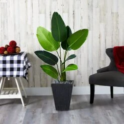 52” Travelers Palm Artificial Tree In Slate Planter -Artificial Trees Store artificial 52 travelers palm artificial tree in slate planter nearly natural 228728