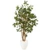 53” Ficus Artificial Tree In White Planter