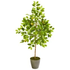 54” Lemon Artificial Tree In Olive Green Planter
