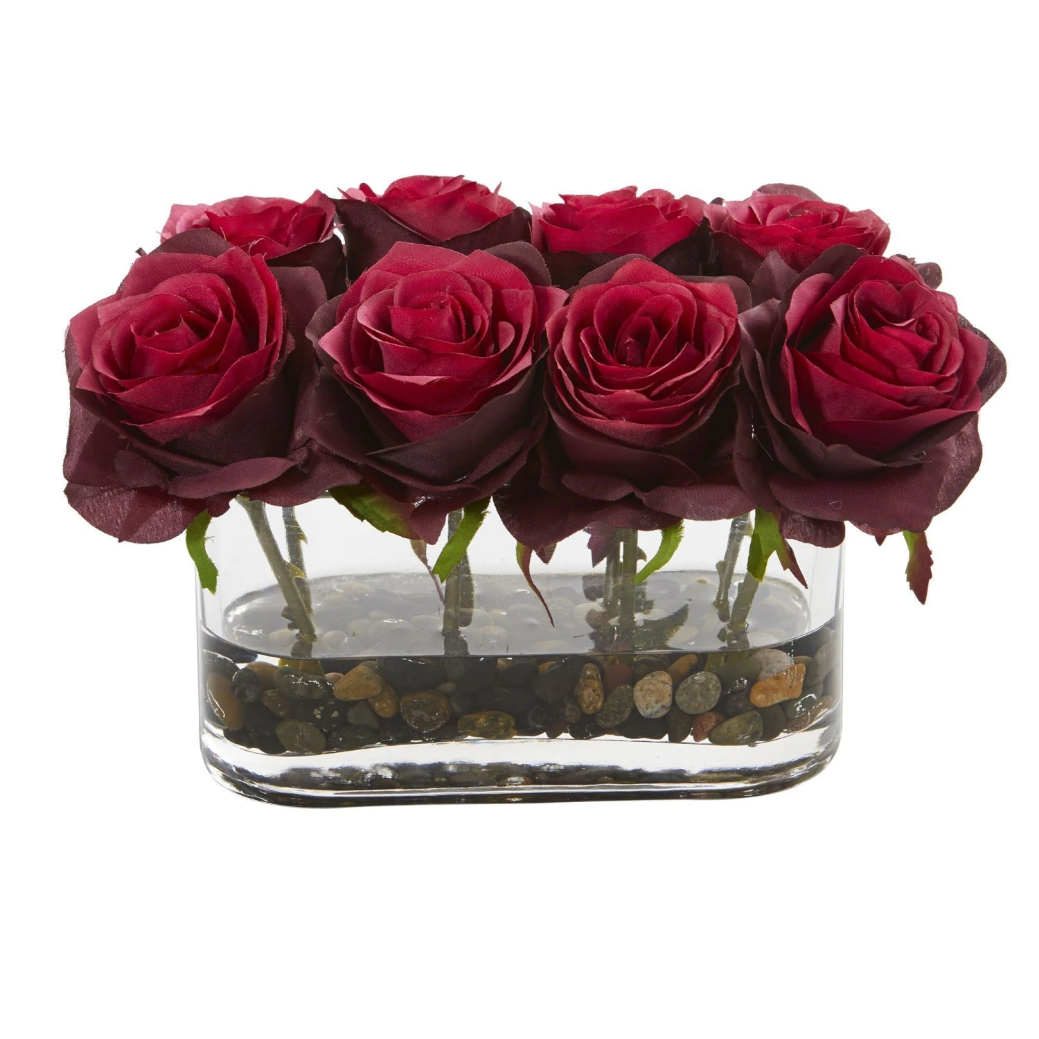 5.5” Blooming Roses In Glass Vase Artificial Arrangement 8 5.5” Blooming Roses In Glass Vase Artificial Arrangement - Image 8