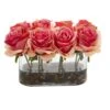 5.5” Blooming Roses In Glass Vase Artificial Arrangement