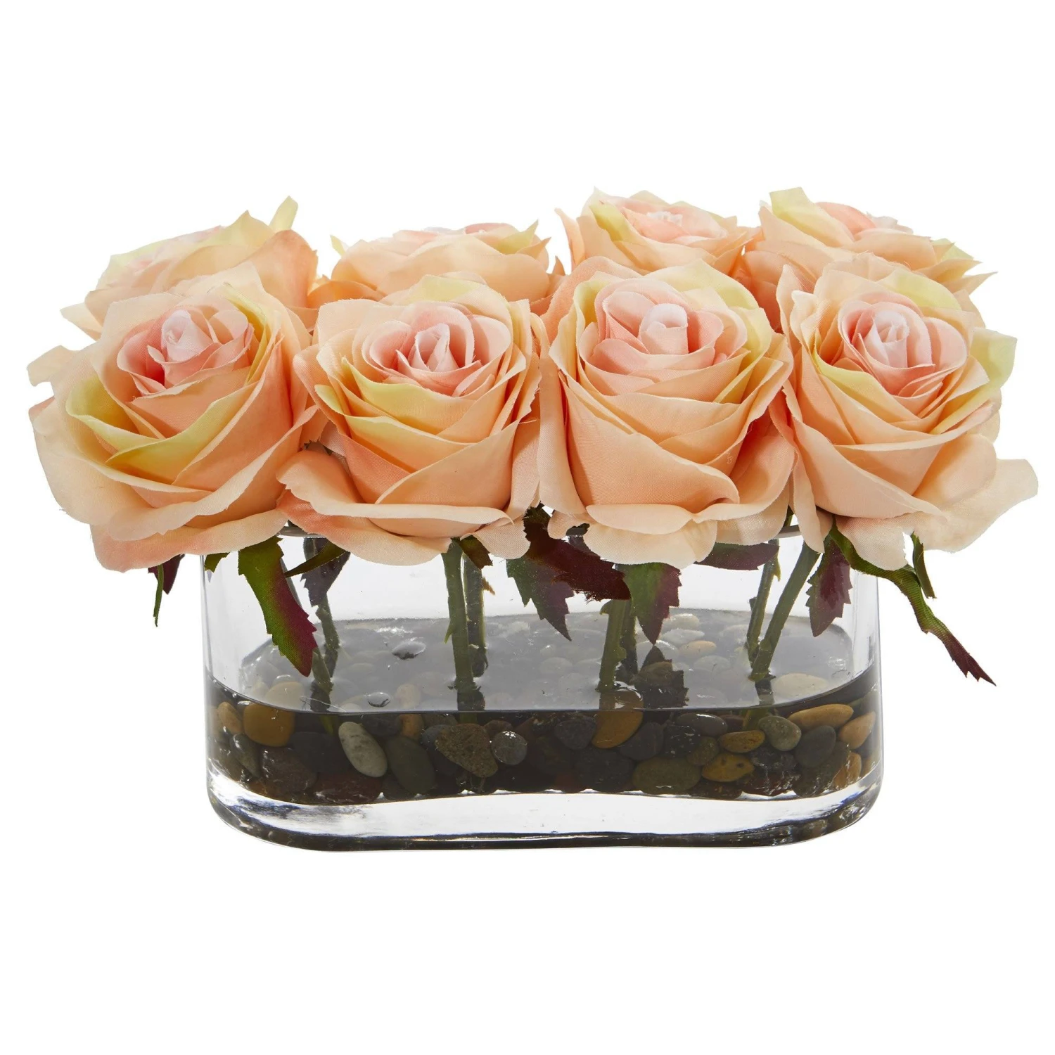 5.5” Blooming Roses In Glass Vase Artificial Arrangement 5 5.5” Blooming Roses In Glass Vase Artificial Arrangement - Image 5