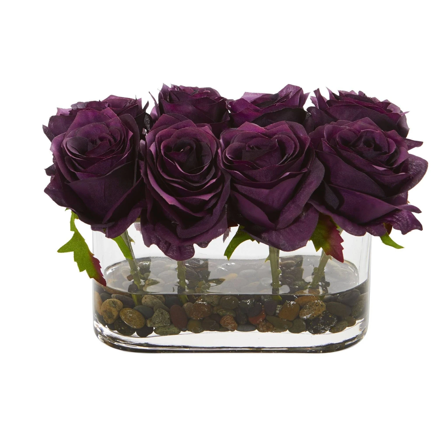 5.5” Blooming Roses In Glass Vase Artificial Arrangement 4 5.5” Blooming Roses In Glass Vase Artificial Arrangement - Image 4