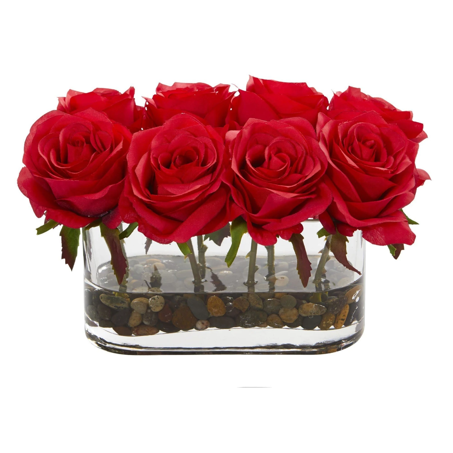 5.5” Blooming Roses In Glass Vase Artificial Arrangement 6 5.5” Blooming Roses In Glass Vase Artificial Arrangement - Image 6