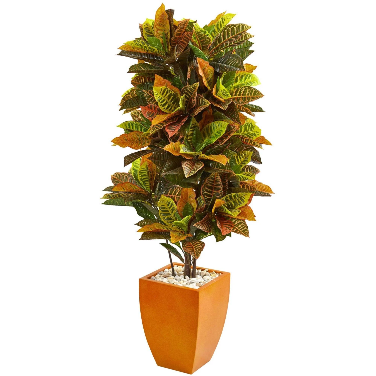 5.5’ Croton Artificial Plant In Orange Planter (Real Touch) 1 5.5’ Croton Artificial Plant In Orange Planter (Real Touch)