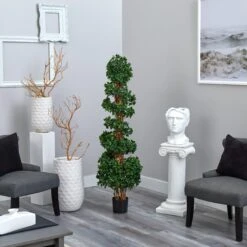 5.5’ English Ivy Topiary Spiral Artificial Tree UV Resistant (Indoor/Outdoor) -Artificial Trees Store artificial 55 english ivy topiary spiral artificial tree uv resistant indooroutdoor nearly natural 170513