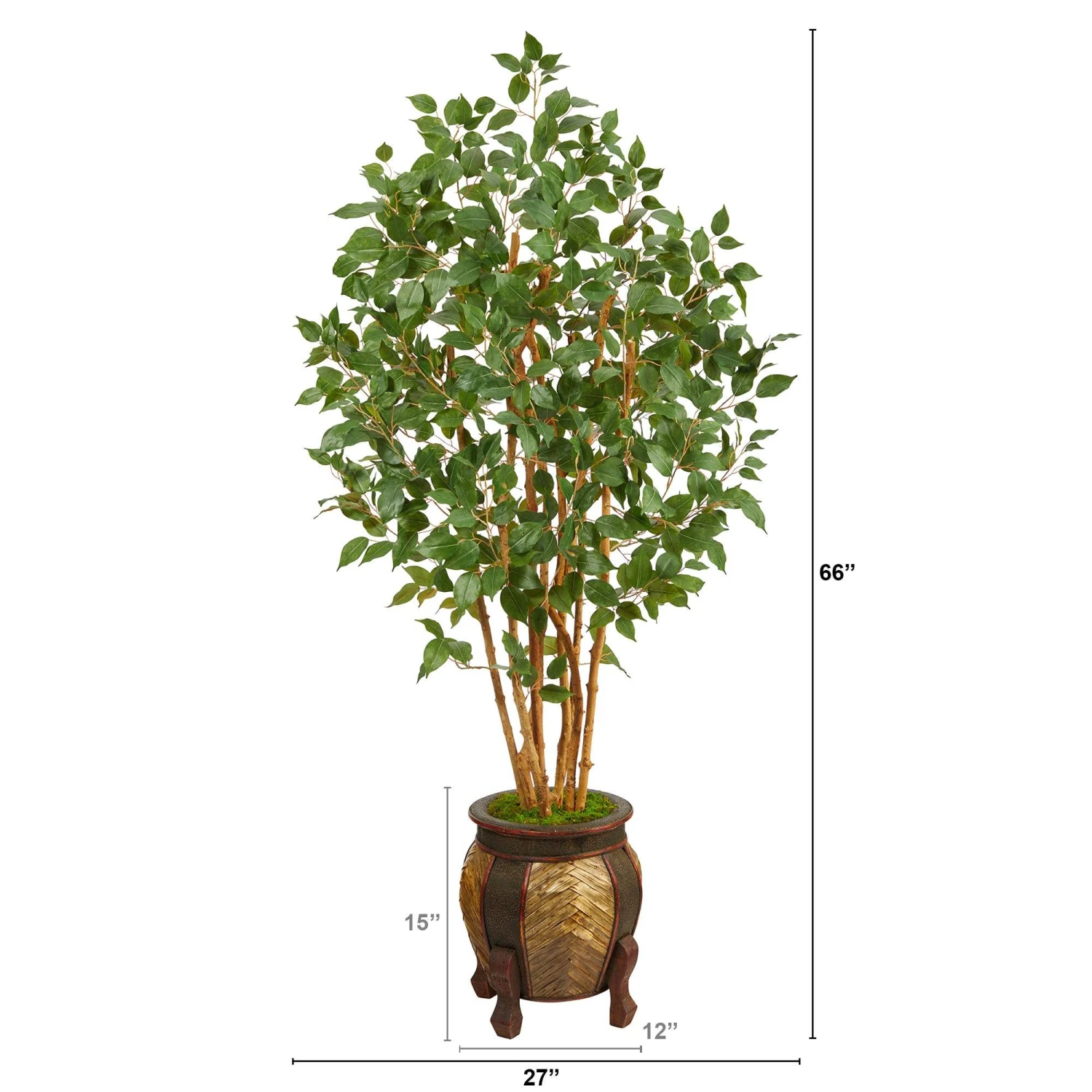 5.5' Ficus Bushy Artificial Tree In Decorative Planter 2 5.5' Ficus Bushy Artificial Tree In Decorative Planter - Image 2