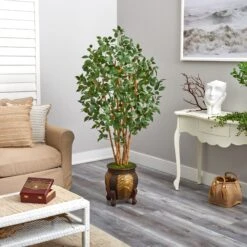 5.5' Ficus Bushy Artificial Tree In Decorative Planter 7 5.5' Ficus Bushy Artificial Tree In Decorative Planter -Artificial Trees Store artificial 55 ficus bushy artificial tree in decorative planter nearly natural 357511