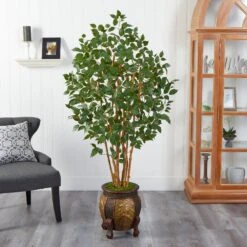 5.5' Ficus Bushy Artificial Tree In Decorative Planter 6 5.5' Ficus Bushy Artificial Tree In Decorative Planter -Artificial Trees Store artificial 55 ficus bushy artificial tree in decorative planter nearly natural 660203