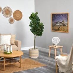 5.5’ Fiddle Leaf Fig Artificial Tree In Handmade Natural Cotton Multicolored Woven Planter 7 5.5’ Fiddle Leaf Fig Artificial Tree In Handmade Natural Cotton Multicolored Woven Planter -Artificial Trees Store artificial 55 fiddle leaf fig artificial tree in handmade natural cotton multicolored woven planter nearly natural 617143