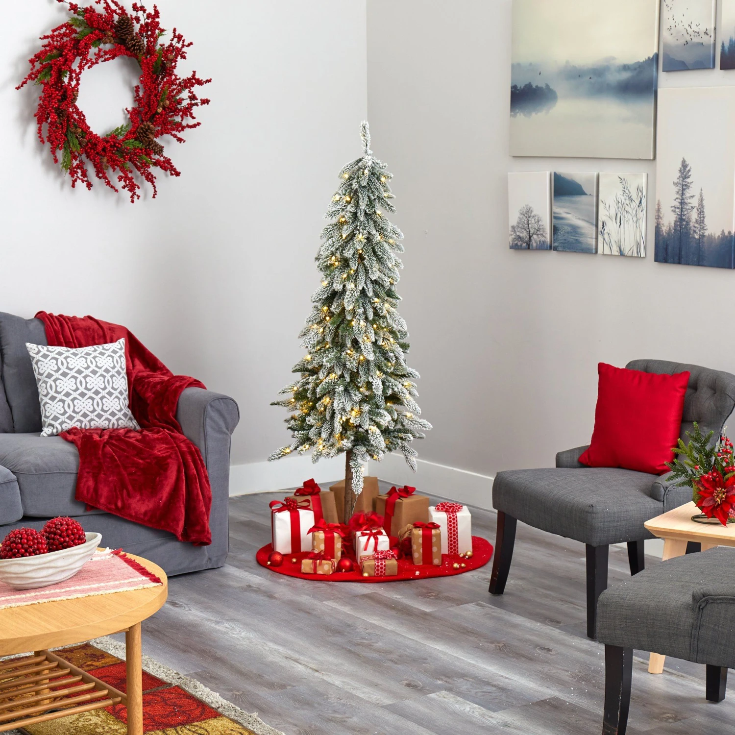 5.5’ Flocked Washington Alpine Artificial Christmas Tree 6 5.5’ Flocked Washington Alpine Artificial Christmas Tree - Image 6