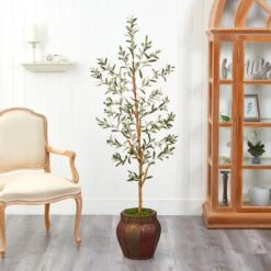 5.5’ Olive Artificial Tree In Decorative Planter -Artificial Trees Store artificial 55 olive artificial tree in decorative planter nearly natural 325537
