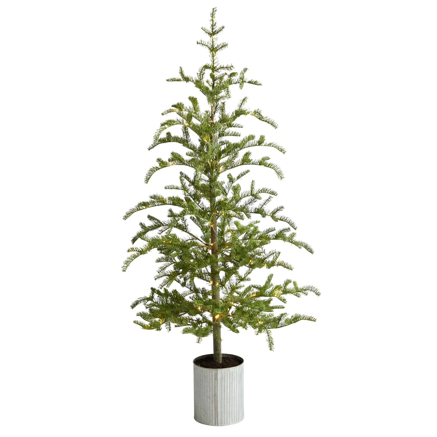 5.5’ Pre-Lit Pine Artificial Christmas Tree In Decorative Planter With 150 Lights 1 5.5’ Pre-Lit Pine Artificial Christmas Tree In Decorative Planter With 150 Lights