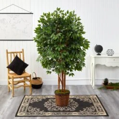 5.5’ Super Deluxe Ficus Artificial Tree In Wicker Planter 6 5.5’ Super Deluxe Ficus Artificial Tree In Wicker Planter -Artificial Trees Store artificial 55 super deluxe ficus artificial tree in wicker planter nearly natural 860712