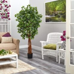 5.5’ Super DeluxeNatural Trunk Ficus Artificial Tree With 6 5.5’ Super DeluxeNatural Trunk Ficus Artificial Tree With -Artificial Trees Store artificial 55 super deluxenatural trunk ficus artificial tree with nearly natural 729327