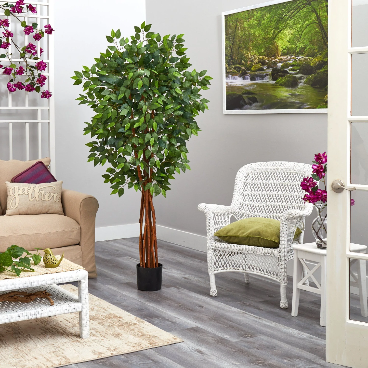 5.5’ Super DeluxeNatural Trunk Ficus Artificial Tree With 3 5.5’ Super DeluxeNatural Trunk Ficus Artificial Tree With - Image 3