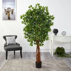 5.5’ Super DeluxeNatural Trunk Ficus Artificial Tree With 7 5.5’ Super DeluxeNatural Trunk Ficus Artificial Tree With -Artificial Trees Store artificial 55 super deluxenatural trunk ficus artificial tree with nearly natural 998063