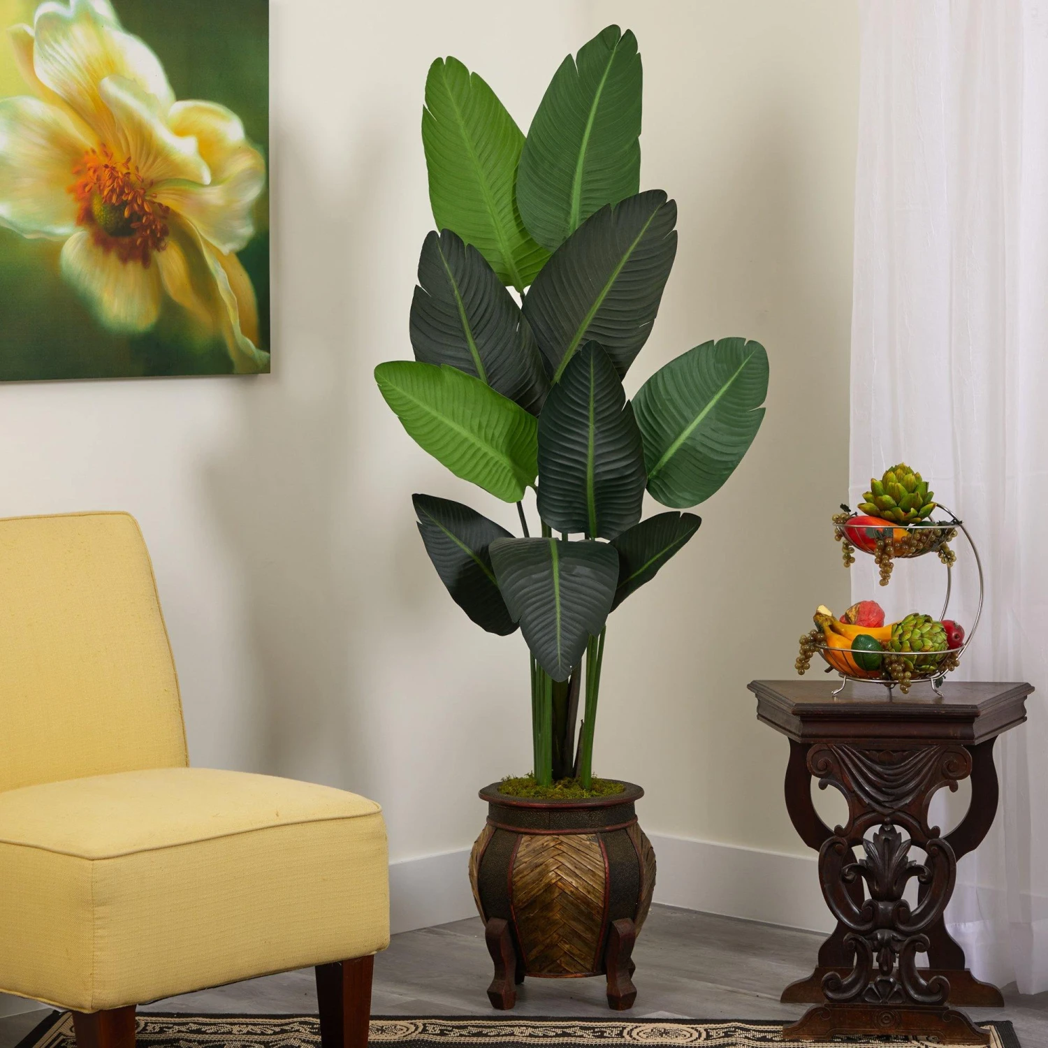 5.5’ Traveler's Palm Artificial Tree In Decorative Planter 3 5.5’ Traveler's Palm Artificial Tree In Decorative Planter - Image 3