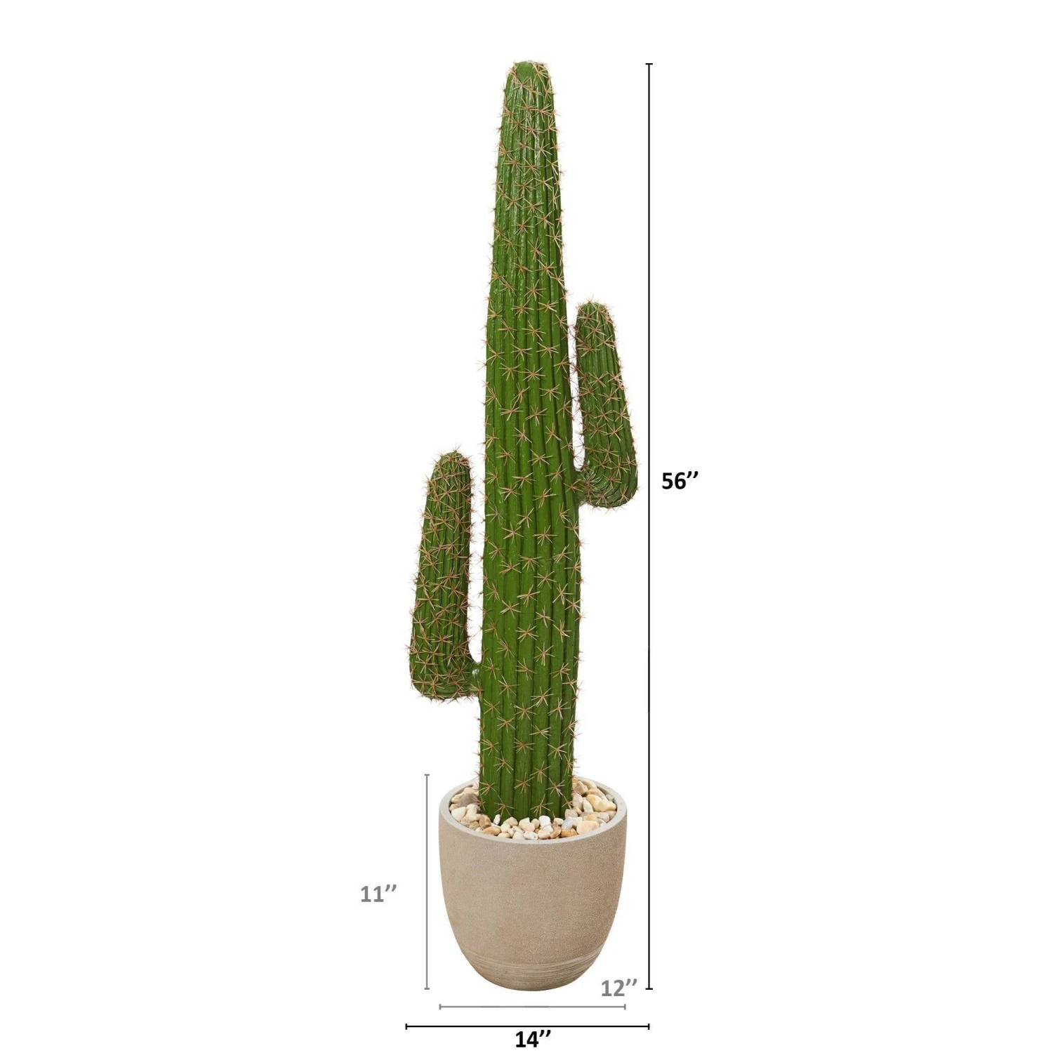 56” Cactus Artificial Plant In Sandstone Planter 2 56” Cactus Artificial Plant In Sandstone Planter - Image 2