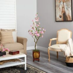 56” Cherry Blossom Artificial Tree In Decorative Planter -Artificial Trees Store artificial 56 cherry blossom artificial tree in decorative planter nearly natural 962301