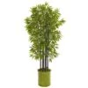 57” Bamboo Artificial Tree With Black Trunks In Green Planter (Indoor/Outdoor)