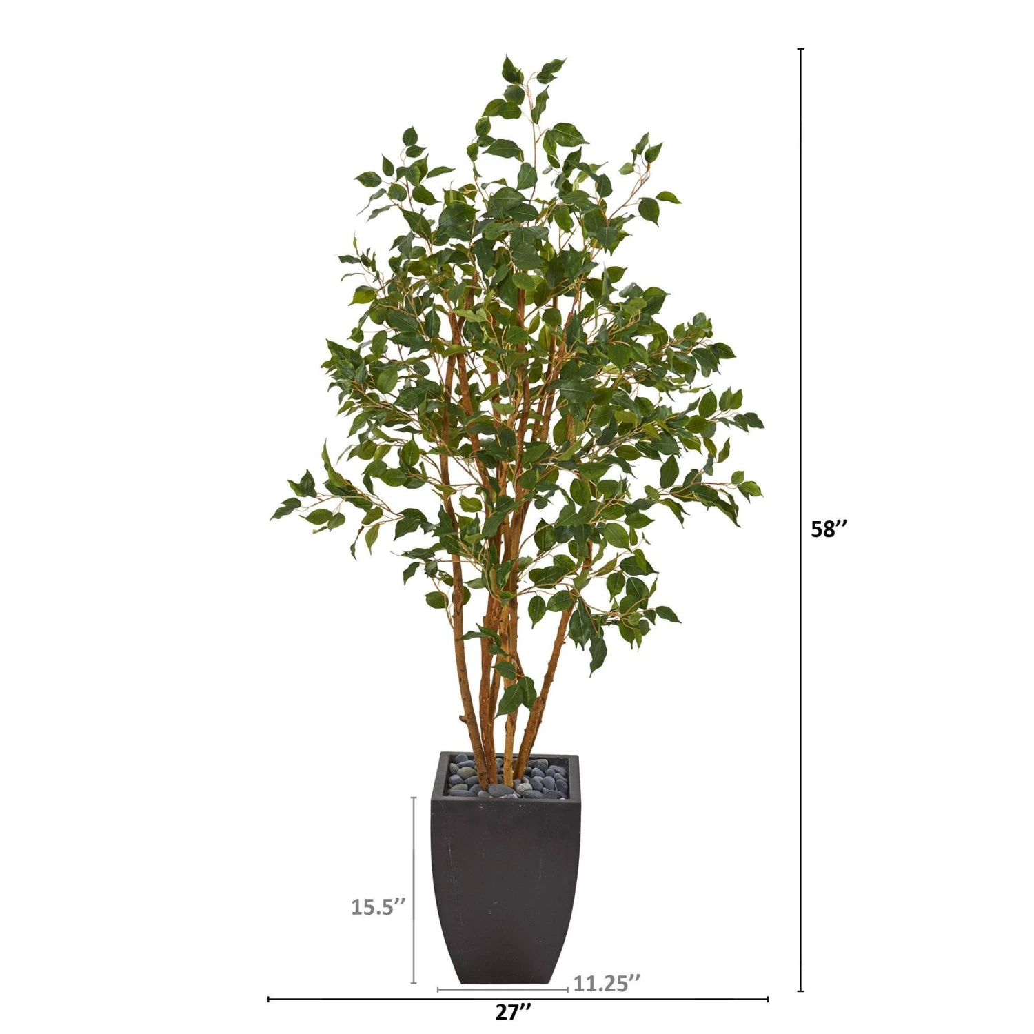 58” Ficus Artificial Tree In Black Planter 2 58” Ficus Artificial Tree In Black Planter - Image 2